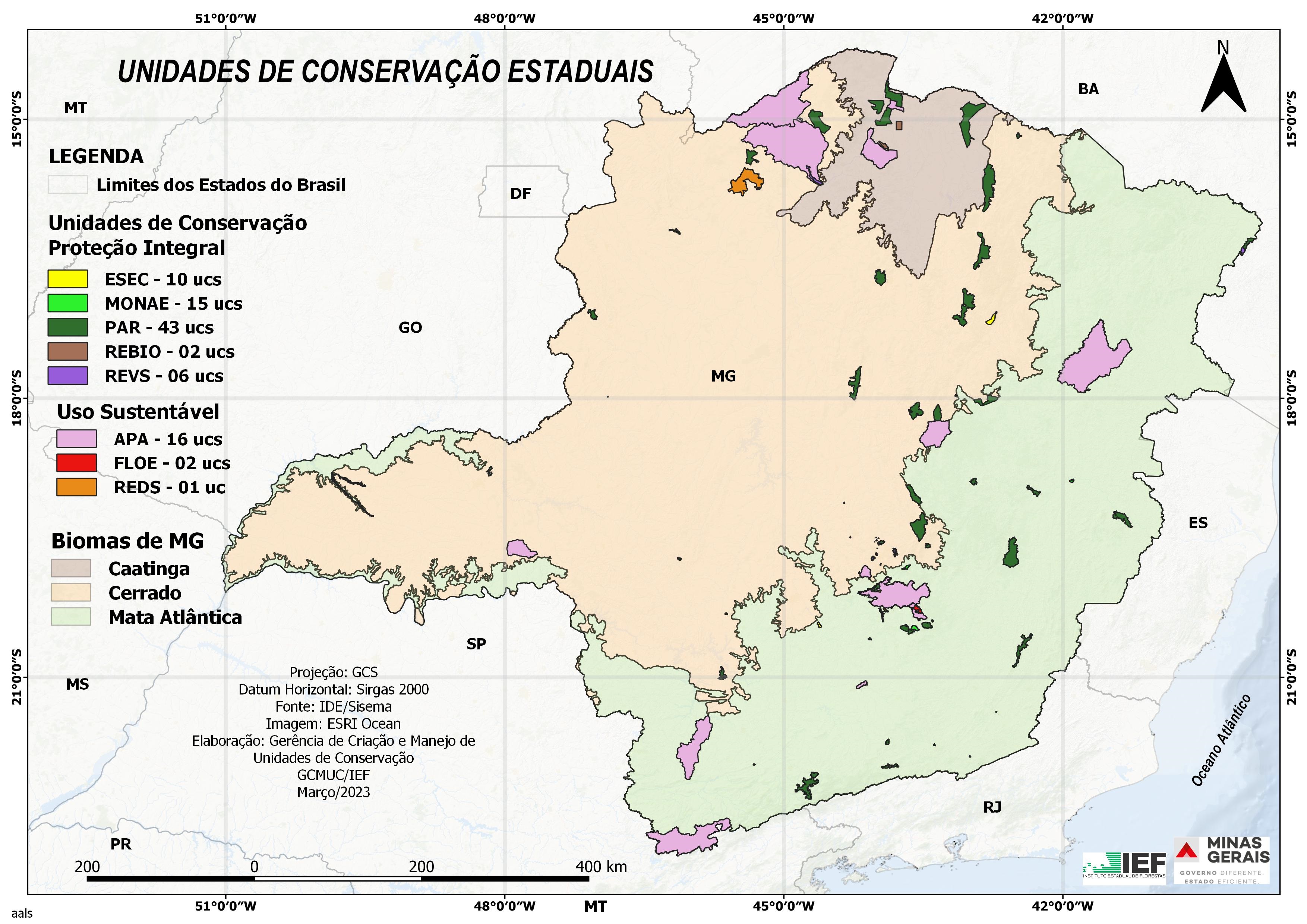 Mapa UCs Estaduais ATUALIZADO 2023